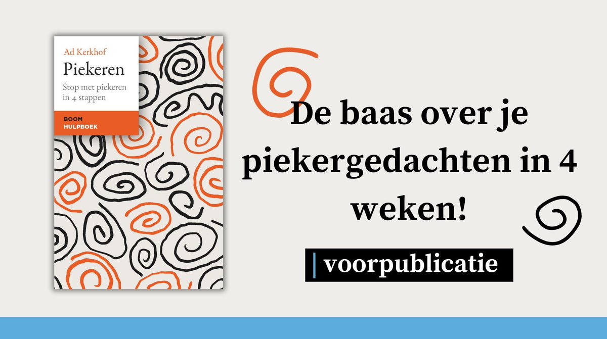 In deze gloednieuwe herziening van het populaire Boom hulpboek 𝘗𝘪𝘦𝘬𝘦𝘳𝘦𝘯 presenteert auteur en psychotherapeut Ad Kerkhof een stappenplan om mensen binnen vier weken te helpen hun piekeren te verminderen.🧠
platform.boompsychologie.nl/artikel/voorpu…
#piekeren #piekerstoornis #oefening