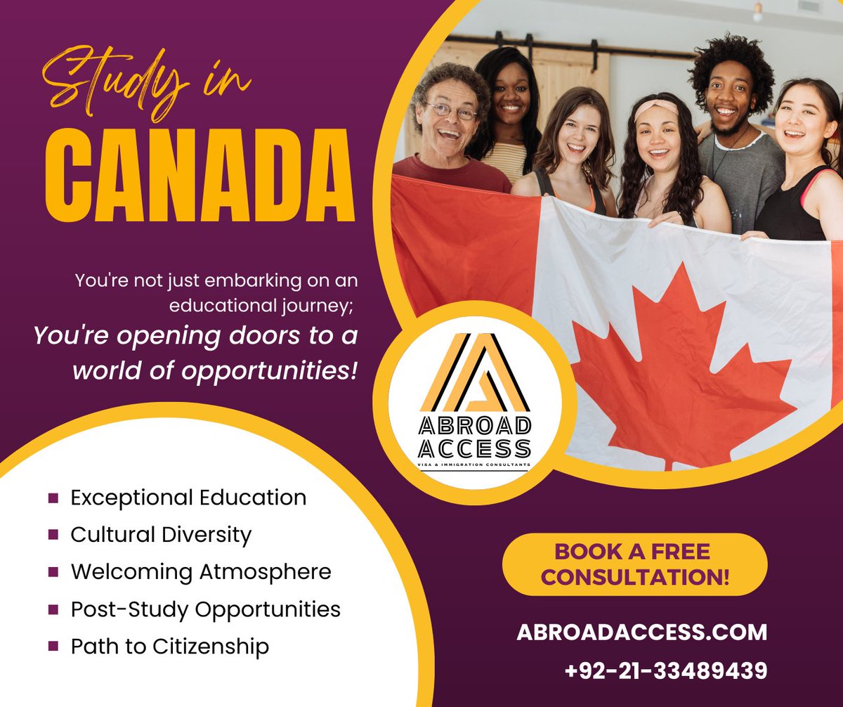 abroadaccesspk's tweet photo. CANADA: Your Gateway to World-Class Education! A global education powerhouse known for its top-quality universities, diverse culture, and welcoming environment.

#studyincanada #canadastudentvisa #studycanada #highereducationcanada #karachi #Lahore #immigrationconsultants https://t.co/ph6RSp1Qeb