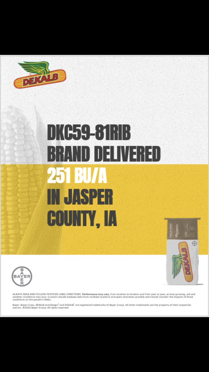 DKAS_SWIA's tweet image. DKC59-81RIB with strong performance in a 224 acre field of corn on corn. #cornthatperforms #neversettle