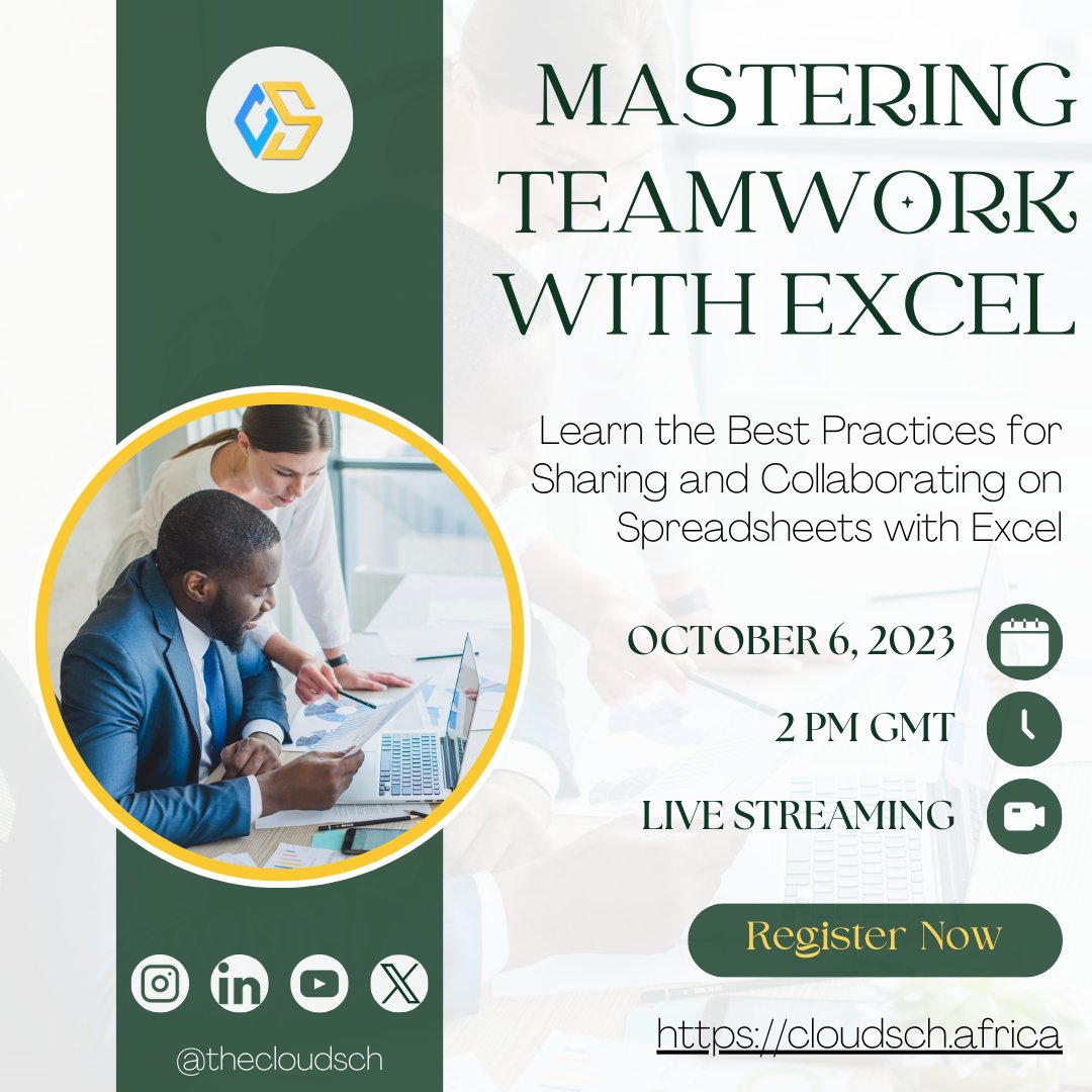 thecloudsch's tweet photo. Don't miss out on this opportunity to learn how to use Excel TODAY!
It's FREEEππ
Sign up: https://t.co/VGGIcJKBdf
#cloudsch #excel #cloudschool #remotejobs #Onlineclasses
#OccupyJulorbiHouse #AlanSpeaks The NPP Ama Governor https://t.co/UceZCRD3d4