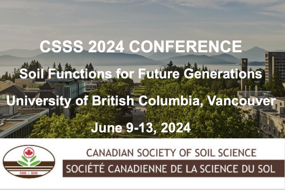 The CSSS 2024 Annual Conference will be held June 9-13, 2024 at Univ. of BC, Vancouver! The theme is “Soil Functions for Future Generations.” Call for sessions open through Nov. 30. More: csss2024.landfood.ubc.ca