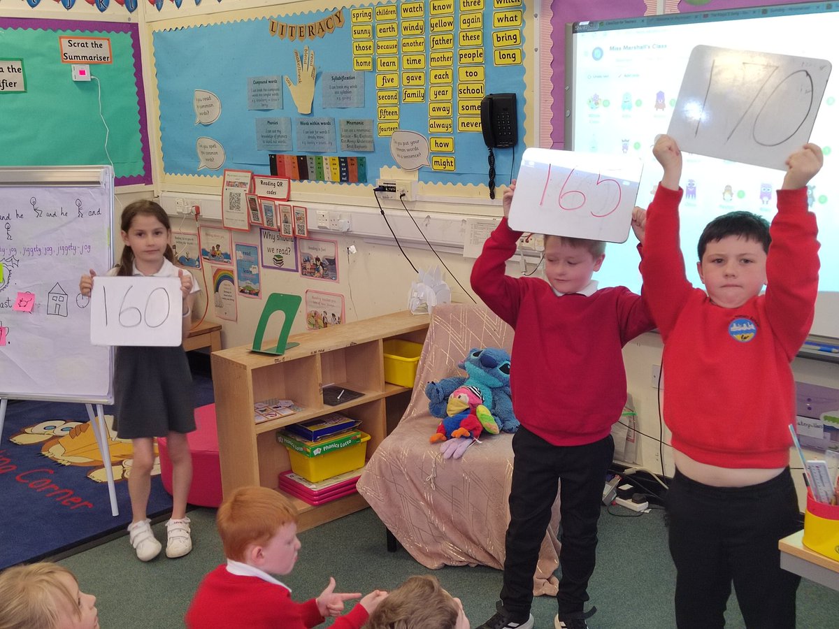 In maths today we were revisiting our rounding rules. We were rounding to the nearest multiple of 10. We finished our lesson by being numbers ourselves and having to round up or down correctly! ⬆️🔢⬇️ <a href="/BowhouseP3/">Mrs Wallace and P3</a> #bowmaths