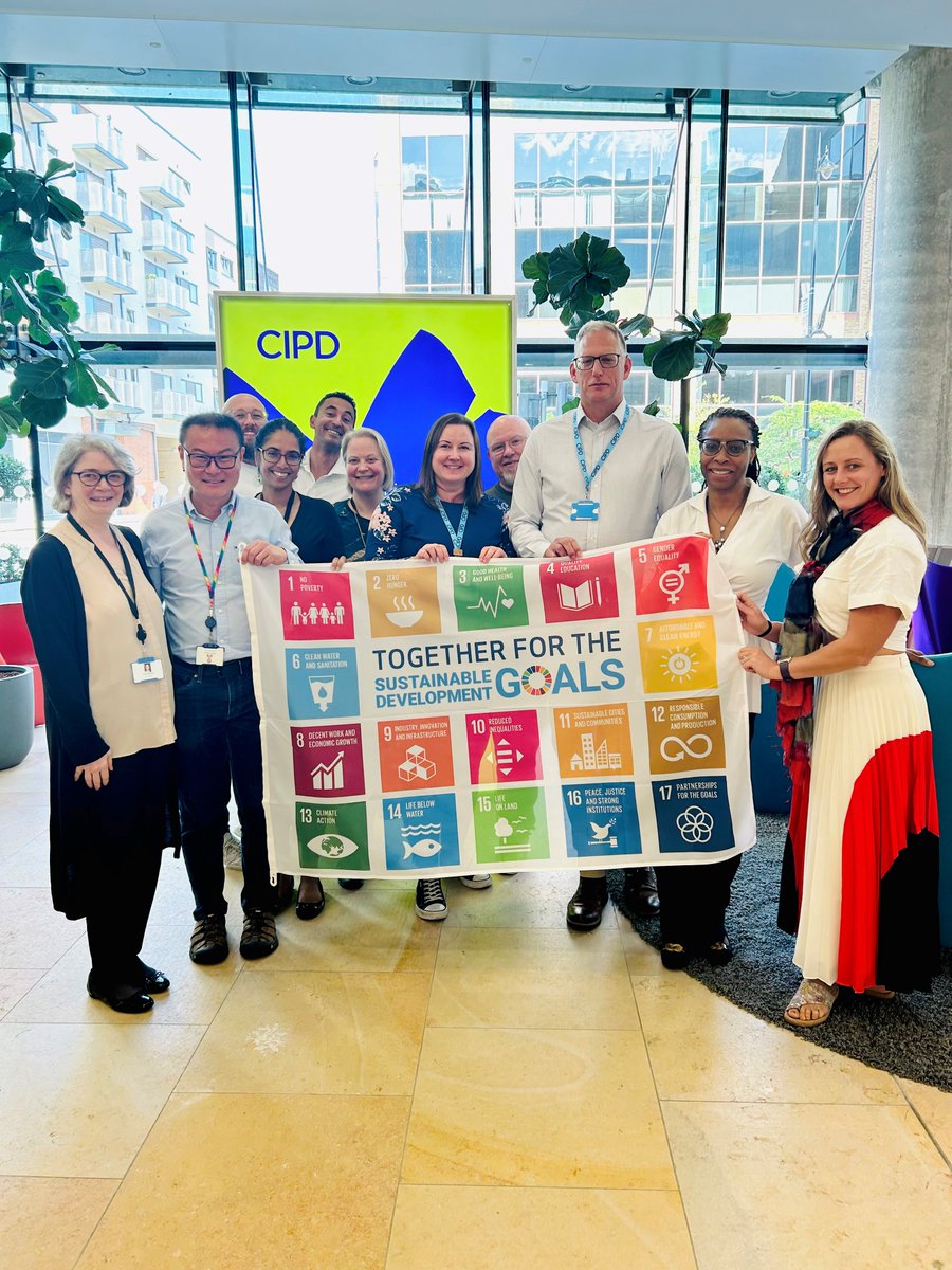 CIPD's tweet photo. We're taking part in the SDG Flag Campaign with @globalcompactUK to show our commitment to #Agenda2030. The #SDGs provide a roadmap for an inclusive, just &amp; sustainable society. 🌍

Let’s work #TogetherForTheSDGs 🙌 Read about the UN Sustainable Dev Goals: https://t.co/fdTDNMaF4m https://t.co/fbVlQ1zY9u