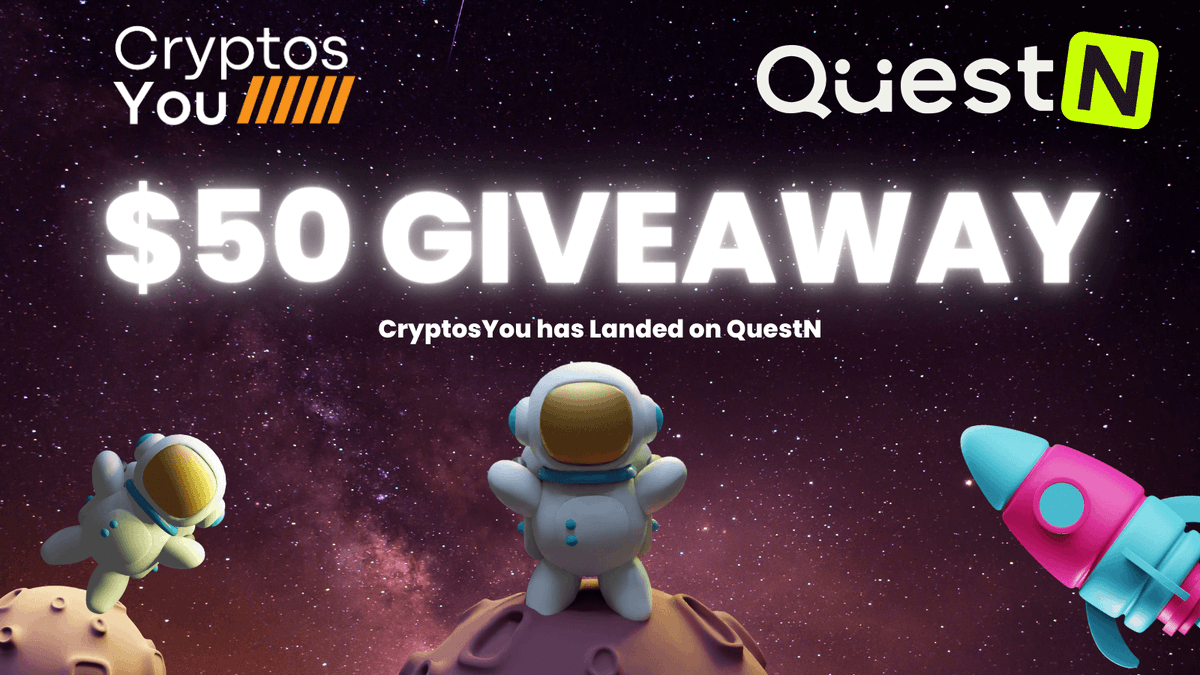CryptosYou's tweet photo. 🚀🎉 CryptosYou has just landed on @QuestN_com!

We're throwing a cosmic giveaway for the next 7 days to celebrate. 🎈🌌

Join our quest here:   

https://t.co/0D9PFT9vDl 

#QuestN #CryptosYou https://t.co/LS1u4lhdZN