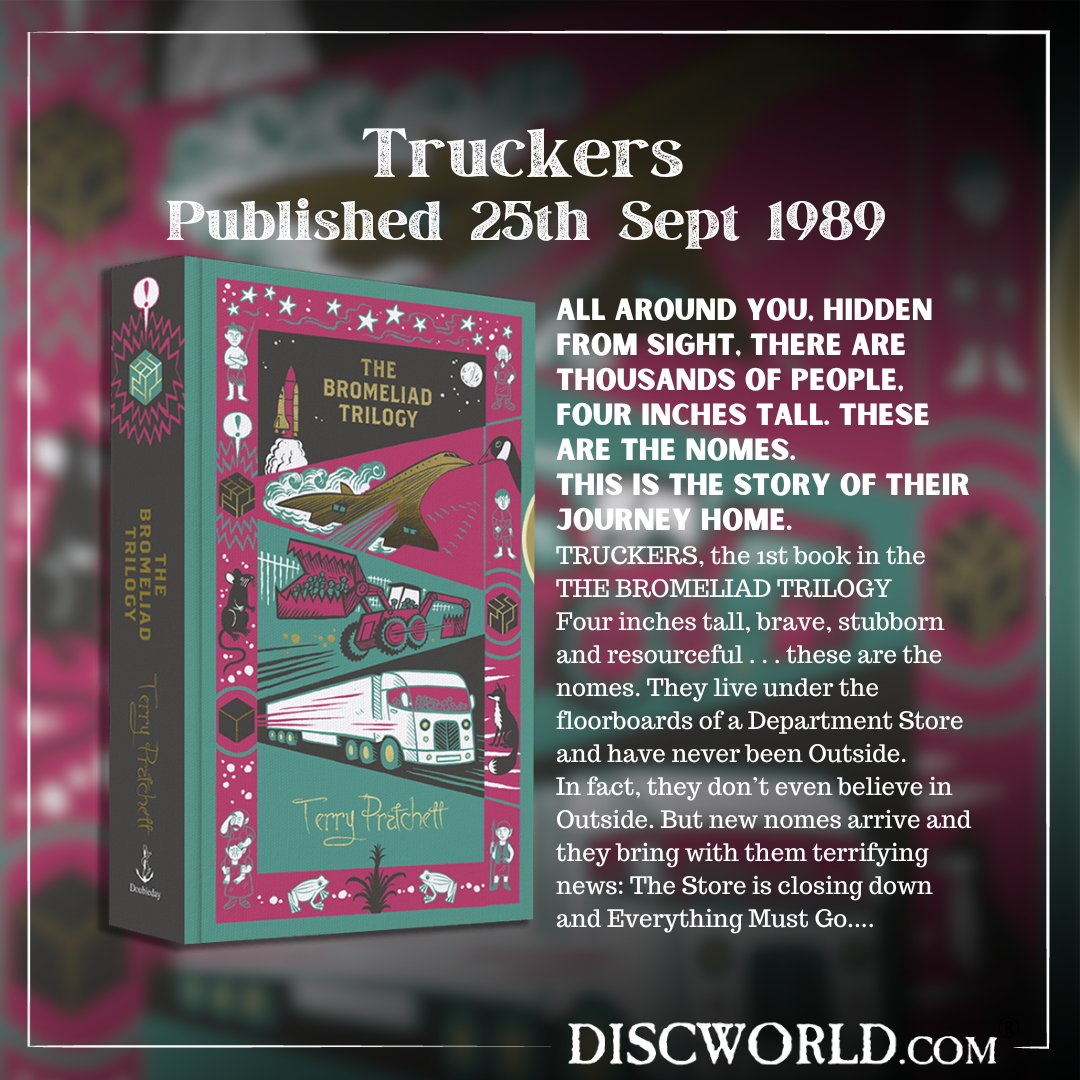 #OnThisDay 1️⃣ A SLIP OF THE KEYBOARD 2014 ⌨️ bit.ly/A-Slip-of-the-… 2️⃣ TRUCKERS 1989 🚛 bit.ly/the-bromeliad-… #TerryPratchett treats absurd subjects with meticulous care... respecting his readers' intelligence while he tickles them into fits of laughter ' — Locus #Discworld