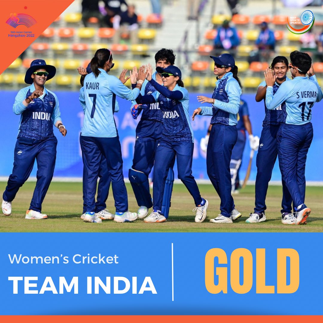 PublicPuneet's tweet photo. Congratulations, @BCCIWomen, for clinching the first-ever gold medal 🥇 in cricket for our nation! 

A historic feat achieved with a superb all-round performance. 

Well played, girls. 🇮🇳

#INDvSL #IndiaAtAG22 #puneetpublicschool #PuneetPublicSchool #AsianGames https://t.co/w62TelsVsA