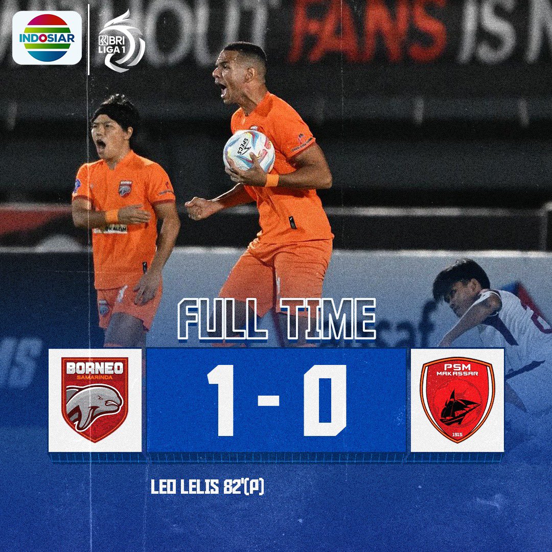 Indosiar's tweet photo. Eksekusi pinalty yang tenang dari #LeoLelis membawa @BorneoSMR meraih kemenangan atas @PSM_Makassar dengan skor tipis 1-0.
#BRILiga1
#IndosiarSports
#IndosiarRumahSepakbolaIndonesia
#BorneoFC
#PSMakassar https://t.co/p6vJRuSdDL