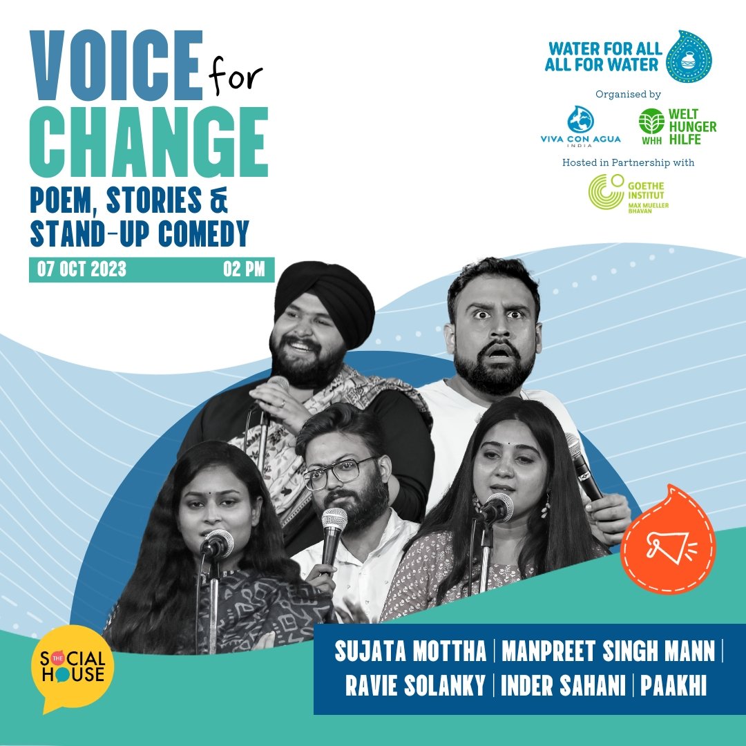 tsh_india's tweet photo. The Third Edition of "Voice for Change" is coming to Max Mueller Bhavan (CP) on October 7th! 
Join us for "Water for All, All For Water Festival" organized by @VivaconAgua @WHH_India

Be part of the movement for change! 💧🌍
Entry : Free https://t.co/M9ZwE7NYAJ