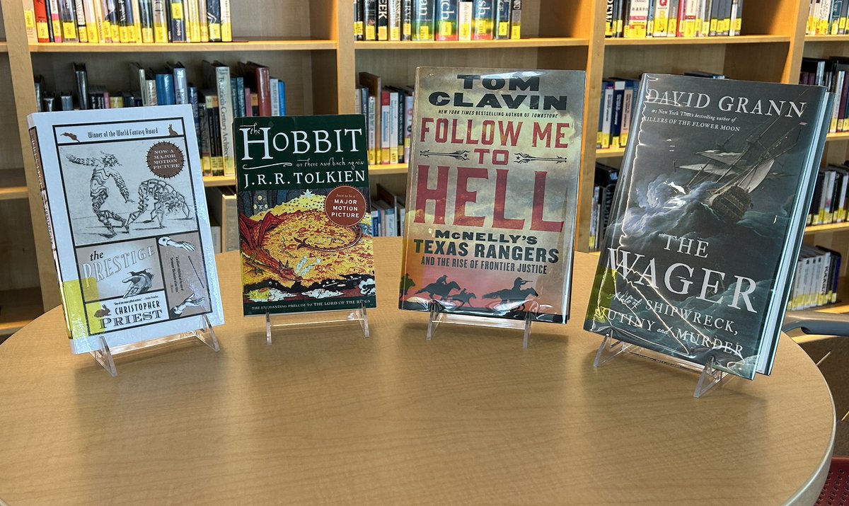 germannalibrary's tweet photo. A couple classic books, a couple new books, and some graphic novels - what's on shelf now at our Fredericksburg campus branch! #germannalibraries https://t.co/pCW2tIoyPN