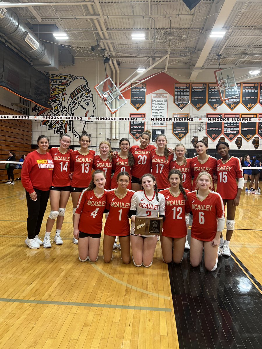 McAuley_VB's tweet photo. Congratulations to our Freshman A Team on taking 3rd Place in the Minooka JV Tournament! #WayToGo https://t.co/v1LTh10e97