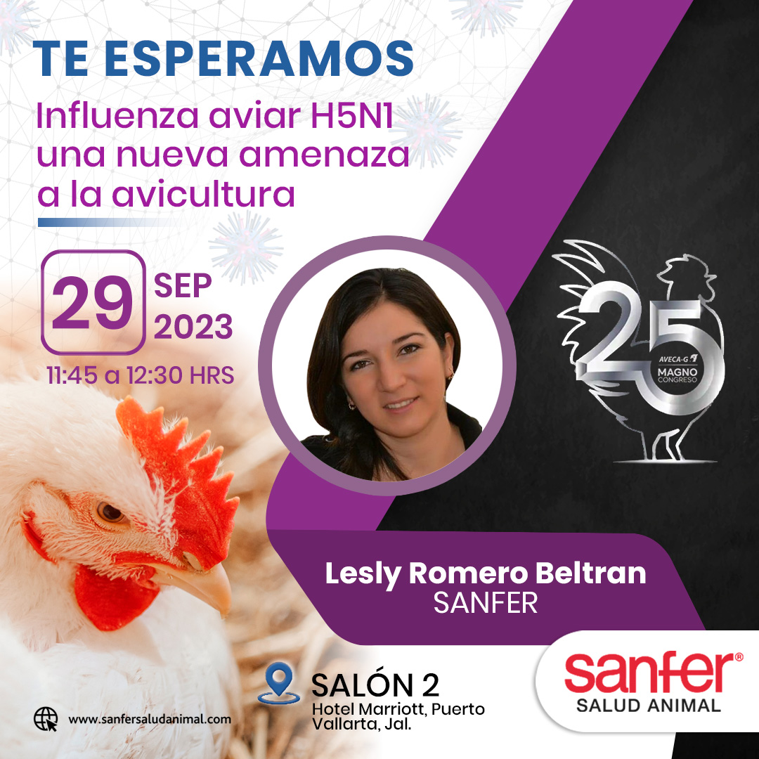 SanferSaludA's tweet photo. Te esperamos en AVECA -G este 29 de septiembre a las 11:45 a la Platica sobre la Influenza Aviar H5N1 una nueva amenaza a la avicultura en el Salón 2 del Hotel Marriot, Puerto Vallarta Jal.
#inflenzaaviar #SanferSaludAnimal #avicultor #avicultura #H5N1 #avecag https://t.co/Is8HvRWqlX