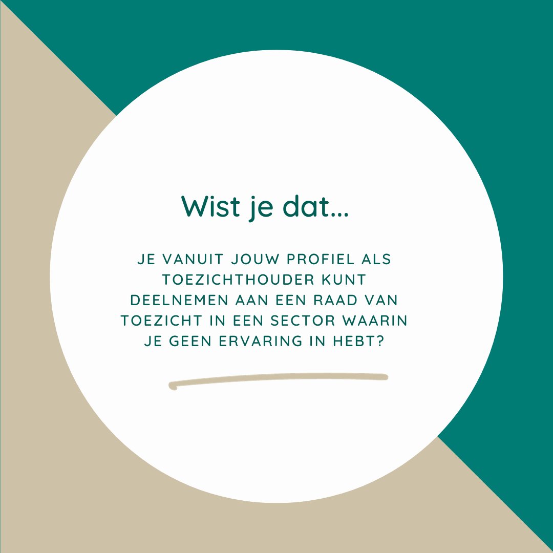 Wist je dat...

Je vanuit jouw profiel als toezichthouder kunt toetreden tot een Raad van Toezicht in een sector waarin je geen ervaring in hebt?

Over precies een week start de oriëntatieweek. Kijk voor meer informatie of inschrijven op: bit.ly/3zqaKQF