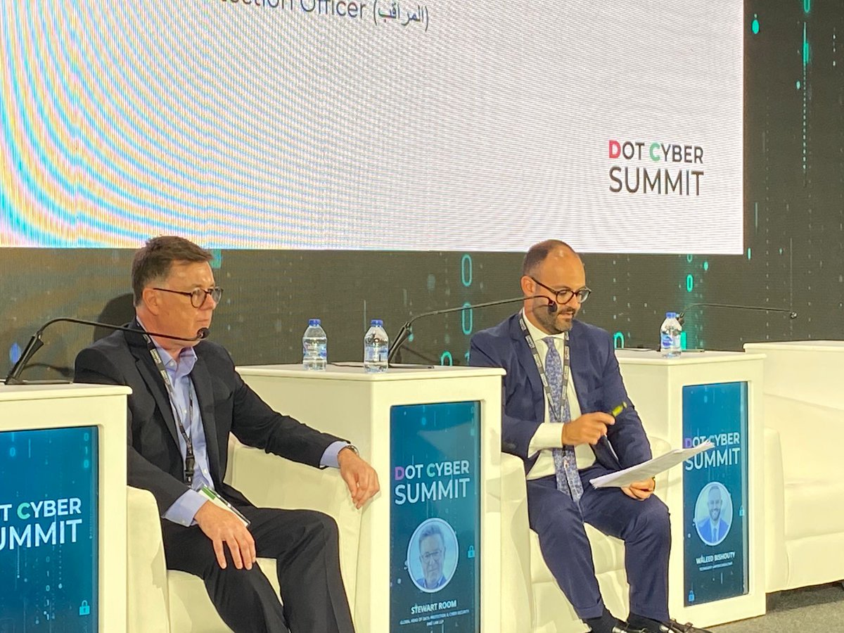intajICTJO's tweet image. &quot;#Data_privacy laws and sector readiness&quot; panel discussion during #DotCyberSummit with the input from 

Mr. #Stewart_Room
Mr. #Waleed_Bishouty