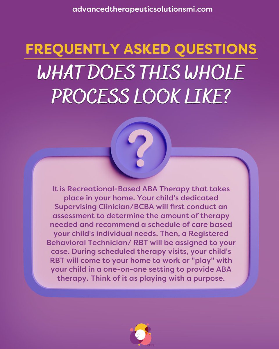 AtsMich's tweet image. 🏡 Wonder how our Recreational-Based ABA Therapy works? It turns play into purpose. Our process: assessment by your child's dedicated Clinician, tailored therapy plan, and one-on-one 'play' sessions at home with an RBT. It's playtime with a purpose! 🚀

#ABATherapy #ABAProgram