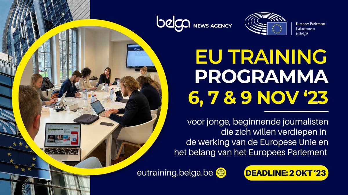 BelgaNewsAgency's tweet image. 🚨Ben je een beginnend #journalist en gefascineerd door #Europa? Meld je vandaag nog aan voor een gratis exclusieve driedaagse opleiding! Meer info? eutraining.belga.be 
Een programma van @Europarl_BE, georganiseerd door @BelgaNewsAgency

#EUtraining #Belga