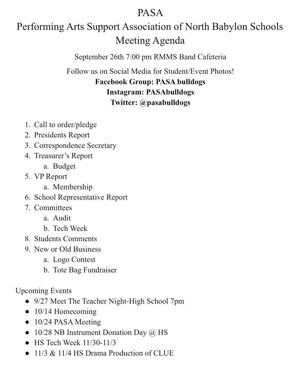pasabulldogs's tweet photo. Please join us for our first Pasa meeting of the year Tuesday, September 26 at Robert Moses middle school cafeteria￼!  
🎨 If your child likes to draw, please have them bring￼ some of their artwork to share at our meeting, and we will share it on our social media￼! https://t.co/3mx8LvlBzh