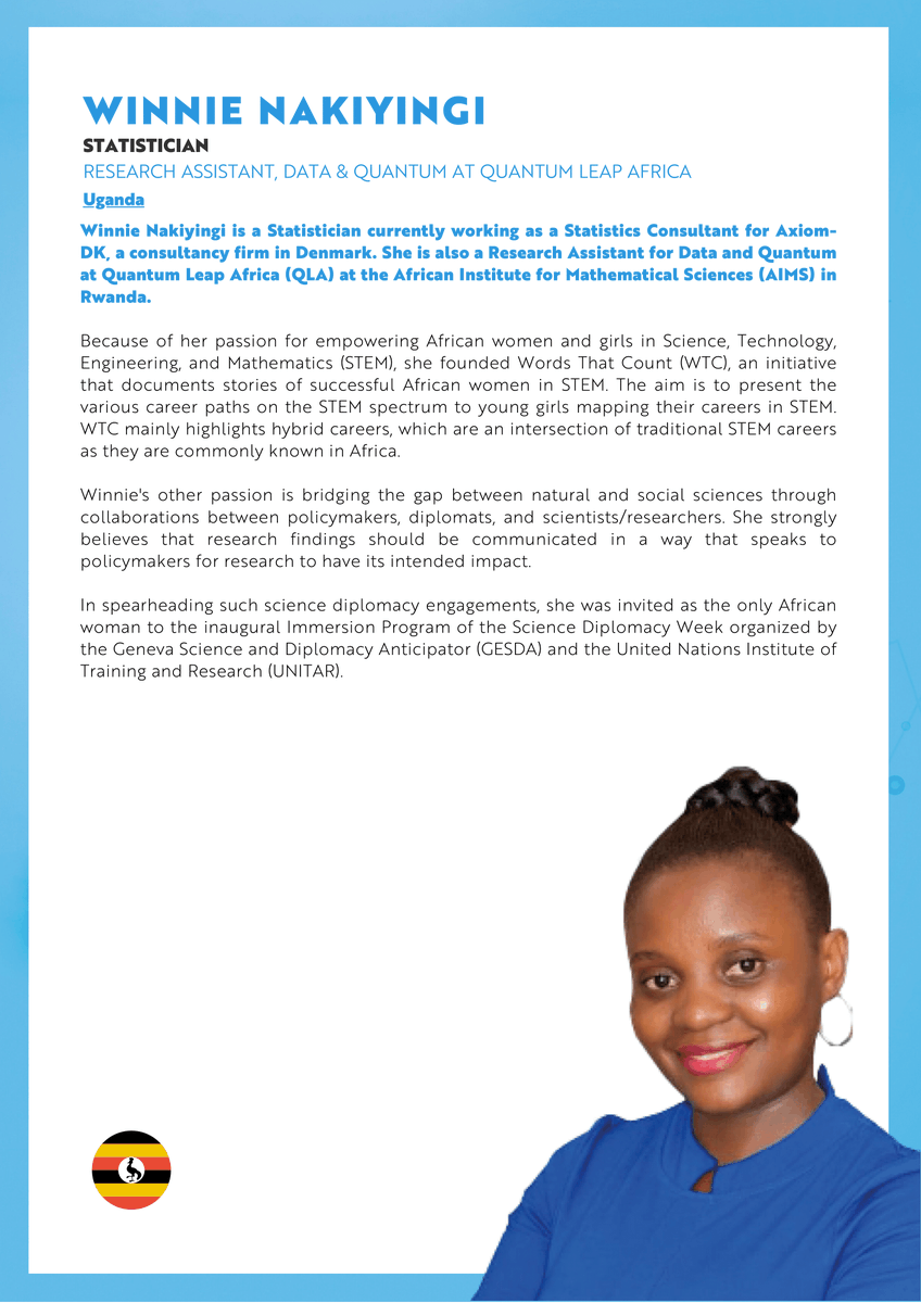 African Institute for Mathematical Sciences, Ghana (@aimsghana) on Twitter photo Happy Monday!
Congratulations to our 2013 alumna <a href="/WinnieNakiyingi/">Winnie Nakiyingi</a>, recognized by the @WIAInitiative Young Leaders 2023 program, led by key brands & institutions, empowering young African women leaders who are driving the continent's economic growth.
More: bitly.ws/VDey Happy Monday!
Congratulations to our 2013 alumna <a href="/WinnieNakiyingi/">Winnie Nakiyingi</a>, recognized by the @WIAInitiative Young Leaders 2023 program, led by key brands & institutions, empowering young African women leaders who are driving the continent's economic growth.
More: bitly.ws/VDey