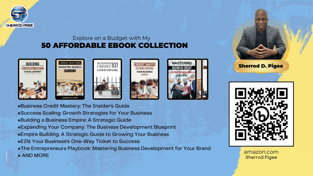 SherrodDPigee's tweet photo. My 50 BUDGET FRIENDLY E-BOOK, your ultimate guide to achieving BUSINESS EXCELLENCE, is NOW AVAILABLE for you. Get your copy today.

Visit https://t.co/Fg16DFsXQZ OR SCAN THE CODE  to download now

#EbookRelease #BusinessExcellence #SuccessGuide #AchieveYourGoals #Entrepreneurship https://t.co/Y4INa1tMWN