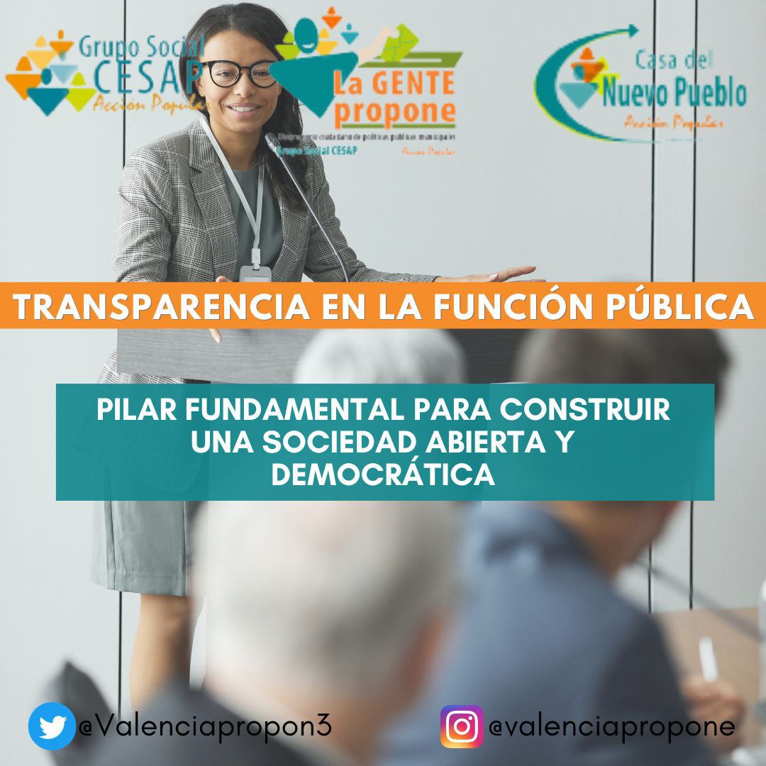 valenciapropon3's tweet photo. #25Sep | La Administración Pública desempeña un papel vital en la vida de los ciudadanos y en el funcionamiento del Estado y deben garantizar principios como: #Transparencia, #honestidad, rendición de cuentas y #participación. #Lagentepropone #Casanuevopueblo #Cesap https://t.co/qki58huqVC