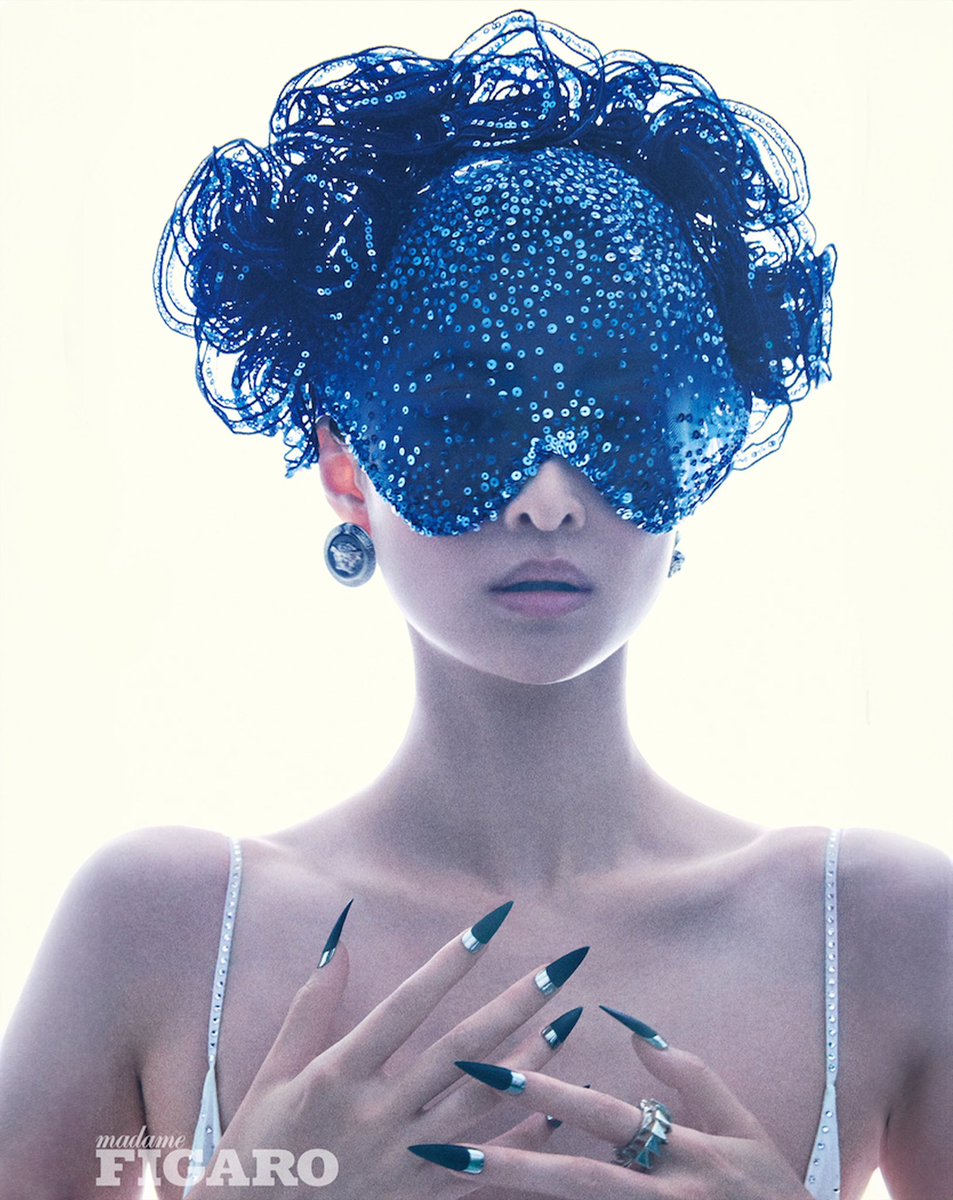Chu Wong stuns in a Georges Hobeika Fall 2023 Couture mask as featured in Madame Figaro China. #GeorgesHobeika #GHCelebs #Fall2023