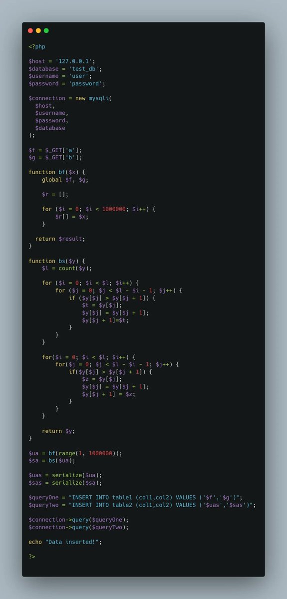 ccmiller2018's tweet image. Refactoring 3: Our First Bug
There's two queries at the bottom, but only one was being used. For the sake of argument, let's assume that a discussion was had with the customer, and the code should be doing both queries.
#ReadableCode