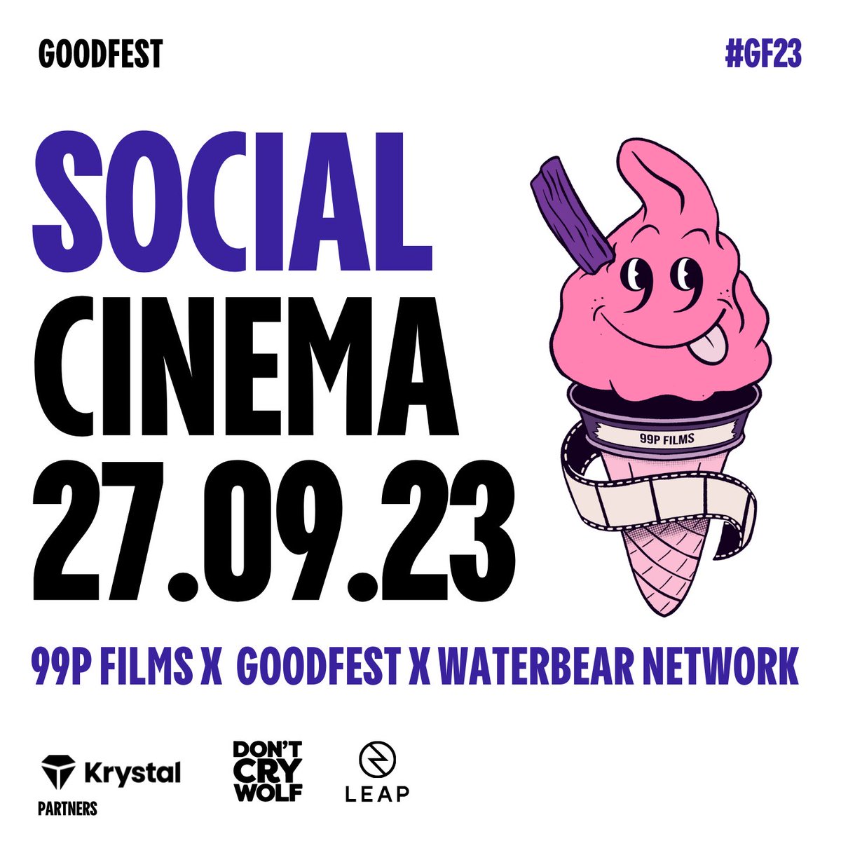 Last few spaces for tomorrow's Social Cinema, brought to you by @99pfilms x #Goodfest x @wbnofficial This is a free event (with food available to purchase at the start), although we do welcome donations to support 99p Films for their time and effort. 🎟️99pfilms.com/events/social-…