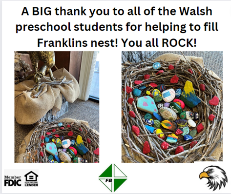 FrontierBankCO's tweet photo. We'd like to give a HUGE THANKS to the Walsh preschool students for their additions to Franklins Nest! https://t.co/HD1h5dKKMk