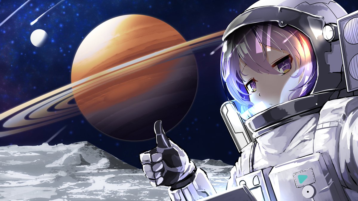 thumbs up 1girl planet space solo spacesuit astronaut  illustration images