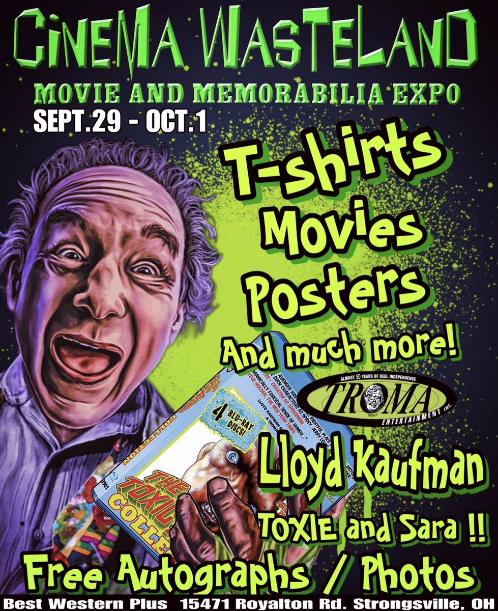 lloydkaufman's tweet photo. #cinemawasteland !!! @tromateam is in route! And weโre bringing the WHOLE gang! Meet ME! And Director of #DOLLYDEADLY #KILLDOLLYKILL @missheidimoore !! Super TROmette and Star of #shakespearesshitstorm and #divideandconquer @vadacallisto !!! @jessaflux @nivaranea https://t.co/4ujTGgiAOU