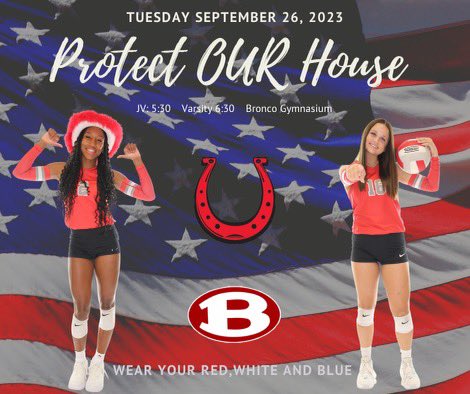 TOMORROW

Get your
❤️RED
🤍WHITE &amp;
💙BLUE
To protect our house Tuesday night as the Lake Belton Broncos take on the Belton Tigers!

🗓️Tuesday
📍LBHS Gym
⏰6:30pm

#RISEUP