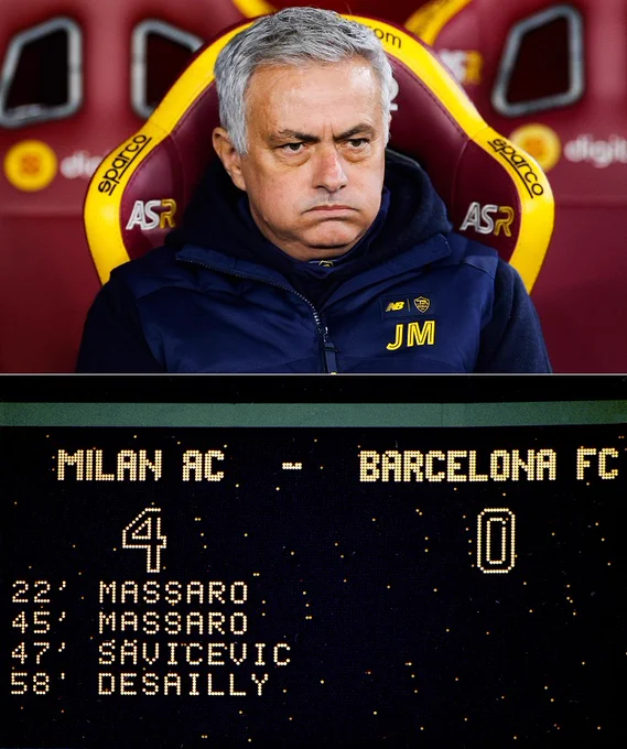 Footballtweet's tweet photo. 🗣️Johan Cruyff: “Mourinho is a coach of titles, not football.”

🗣️ José Mourinho's response: “Thank you, it’s true I’m a title trainer. I love getting lessons from Cruyff, but he still has to teach me how to lose a Champions League final 4-0.” https://t.co/CUs8VTnbdN