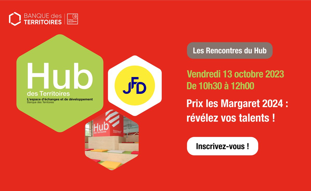 joinjfd's tweet image. Entrepreneures &amp;amp; intrapreneures, prenez part à une matinée qui pourrait marquer le début d’une aventure exceptionnelle et vous permettre d&apos;aller plus vite et plus loin. 🚀🏆

Inscrivez-vous 👇 banquedesterritoires.fr/evenements/pri…

#HubdesTerritoires #lesMargaret