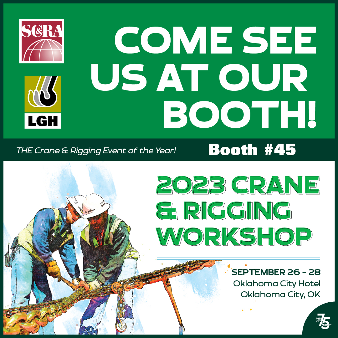 LGHNorthAmerica's tweet photo. ➡️ LGH is exhibiting at the 2023 Crane & Rigging Workshop THIS WEEK! ⬅️
September 26-28th at the Oklahoma City Hotel in OKC. Booth #45. See you in Oklahoma! 🏗️
#scranet #scracrw #RentLGH https://t.co/0NHqR8WvH7