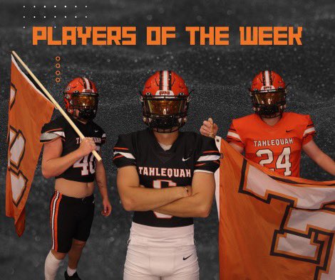 Tahlequah Tigers Football (@tahlequah_fb) on Twitter photo 🚨POTW🚨 Week 4 vs. PCW
#6 Jacob Morrison -<a href="/Jacob_Morrison6/">Jacob Morrison</a>
#24 Eli Gibson
#40 Darryn Spahr -<a href="/Spahr40/">darryn spahr</a> 🚨POTW🚨 Week 4 vs. PCW
#6 Jacob Morrison -<a href="/Jacob_Morrison6/">Jacob Morrison</a>
#24 Eli Gibson
#40 Darryn Spahr -<a href="/Spahr40/">darryn spahr</a>