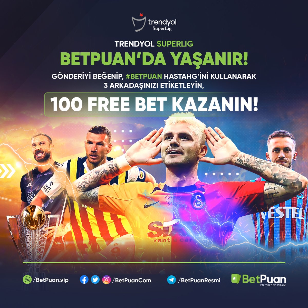 📢 #Tredyol #Süperlig'e özel 100 #freebet #Betpuan'da sizleri bekliyor! 

▶ Gönderiyi beğenip 3 kişiye etiketleyin
▶ Tahminlerinizi linkten iletin
sizler de 100 #freebet kazanın!

⚽️ #Adanademirspor 🆚 #Beşiktaş
⚽️ #Fenerbahçe 🆚 #BaşakşehirFK

✅ Link ve detaylar ;