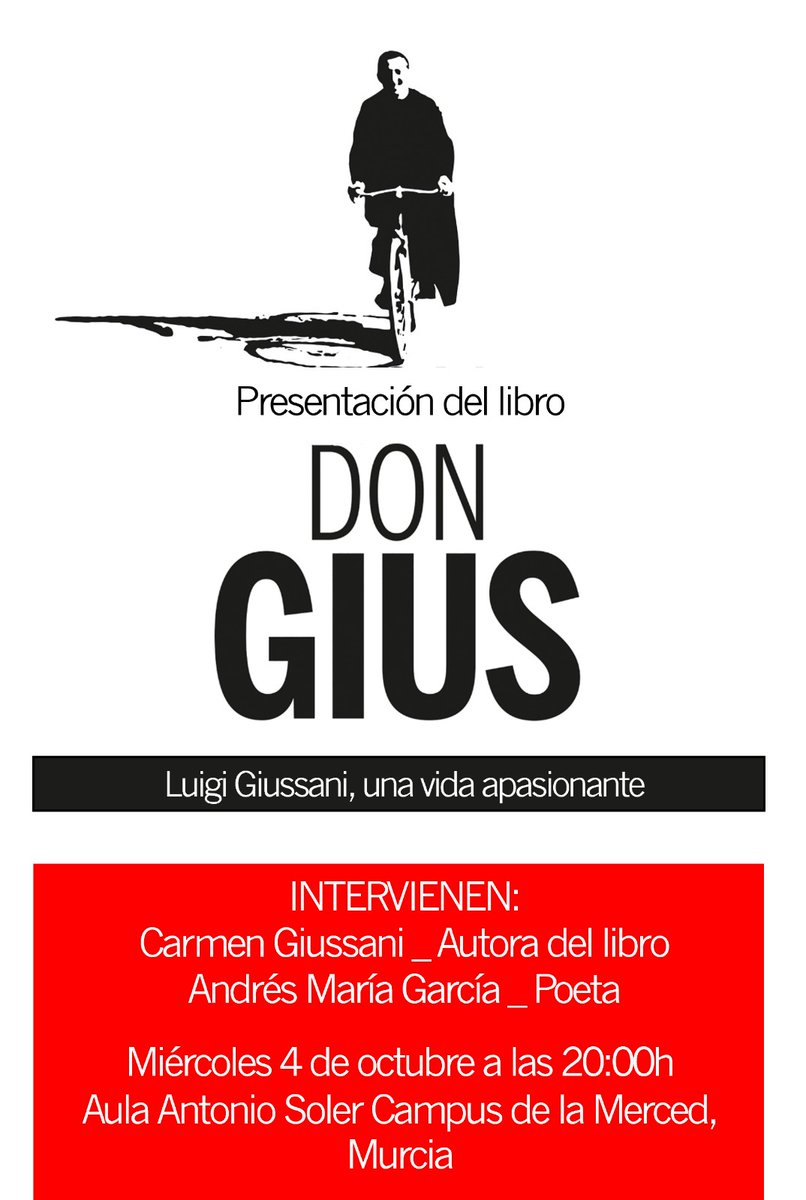La semana que viene, el viernes 6 a las 19h, estaremos presentando «La Región de Murcia en la colección Adonáis» con una lectura de muchos de los autores incluidos en la Biblioteca Regional.

Y dos días antes también tendré el placer de presentar esta biografía de Luigi Giussani.