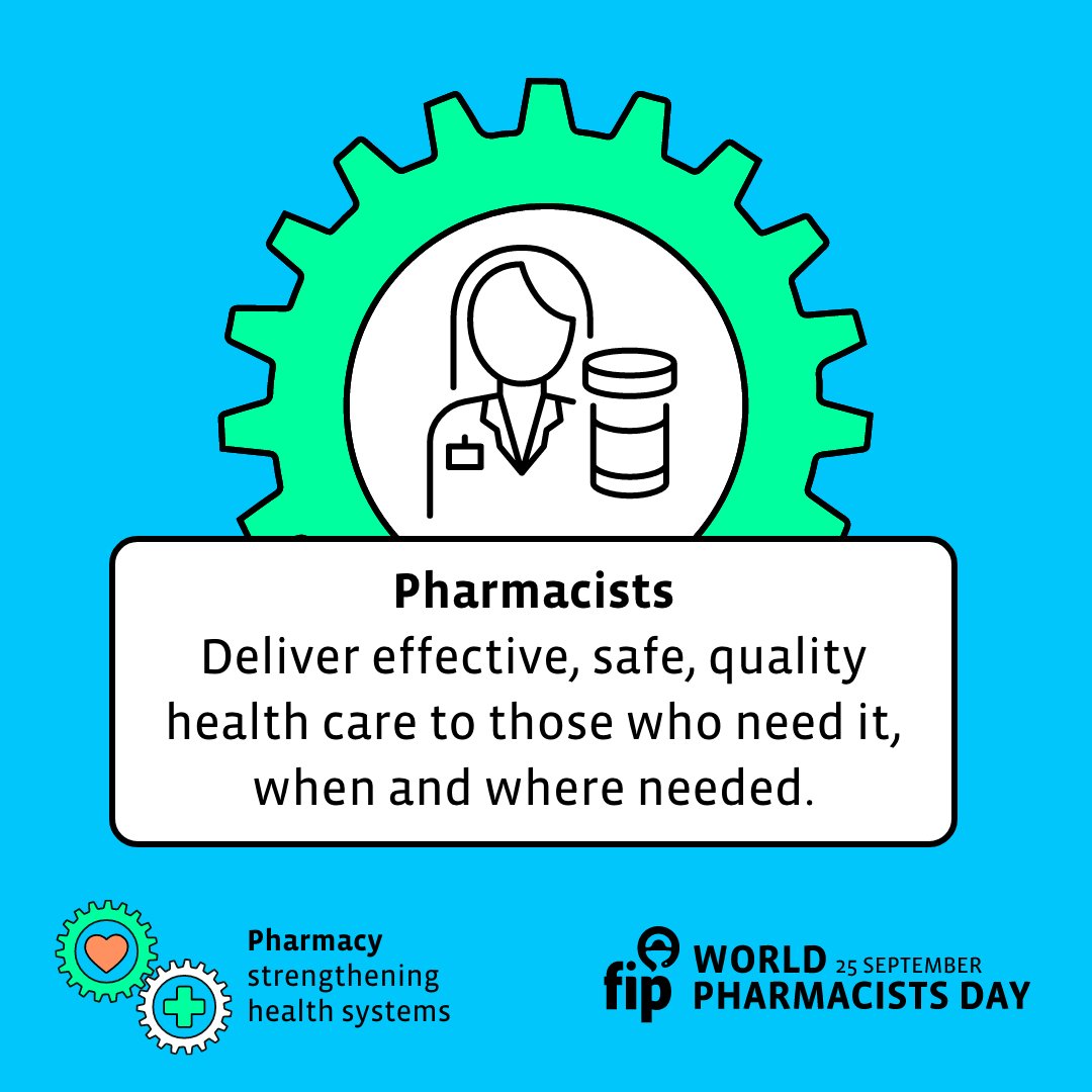 📅 Happy #WPD2023! Today and every day, we're celebrating pharmacists who deliver effective, safe, quality health care to those who need it when and where needed! #Pharmacy <a href="/FIP_org/">FIP</a>