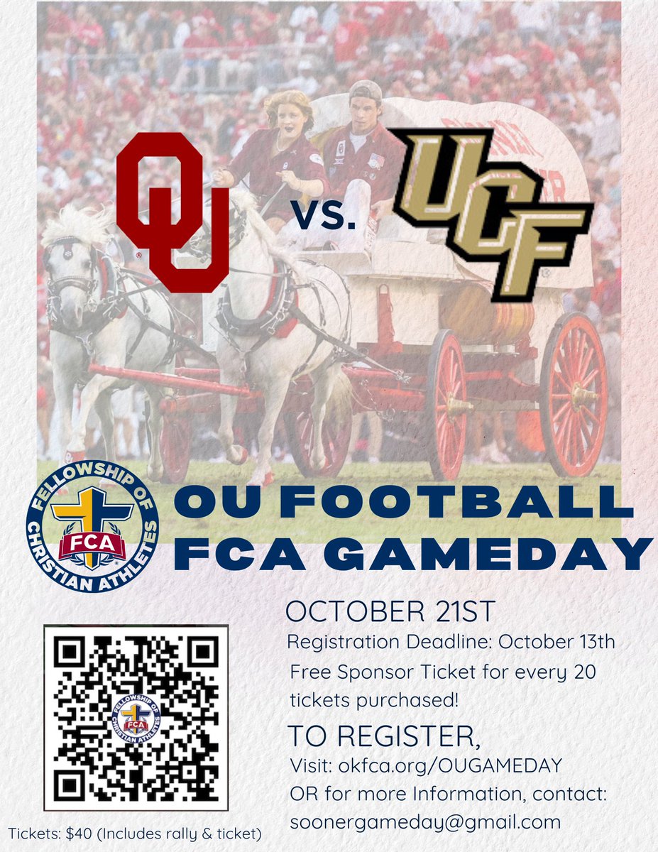 Register at okfca.org/OUGameday 🏈