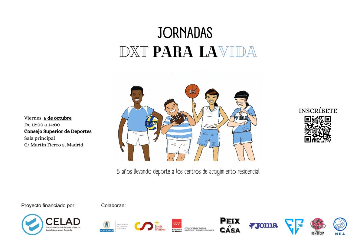 Jornadas DXT PARA LA VIDA

Te esperamos el próximo 6 de octubre a las 12:00 en el CSD (presentación de resultados, mesa redonda y mucho más)

Inscríbete:
lnkd.in/dgBz4RrY