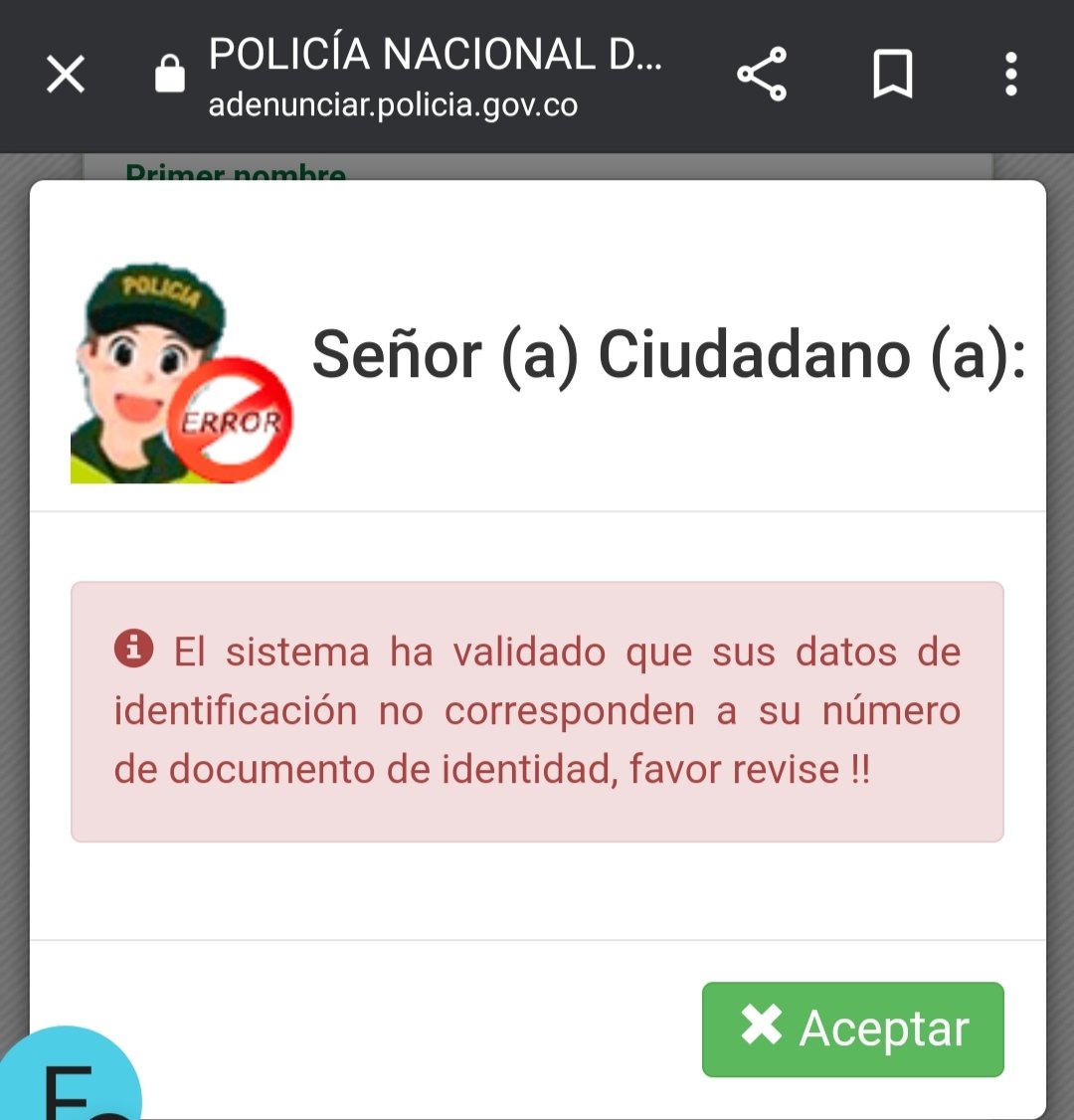 lapelicrespa's tweet photo. @PoliciaColombia @PoliciaMedellin. La "tortura" de la pág. de la policía nacional en dónde no tomó mi denuncia por hurto y todos los datos están correctos. Todos mis datos están correctos. Luego llamo al 122 y después de esperar más de 1 hora tampoco dan solución. https://t.co/yThniel61T