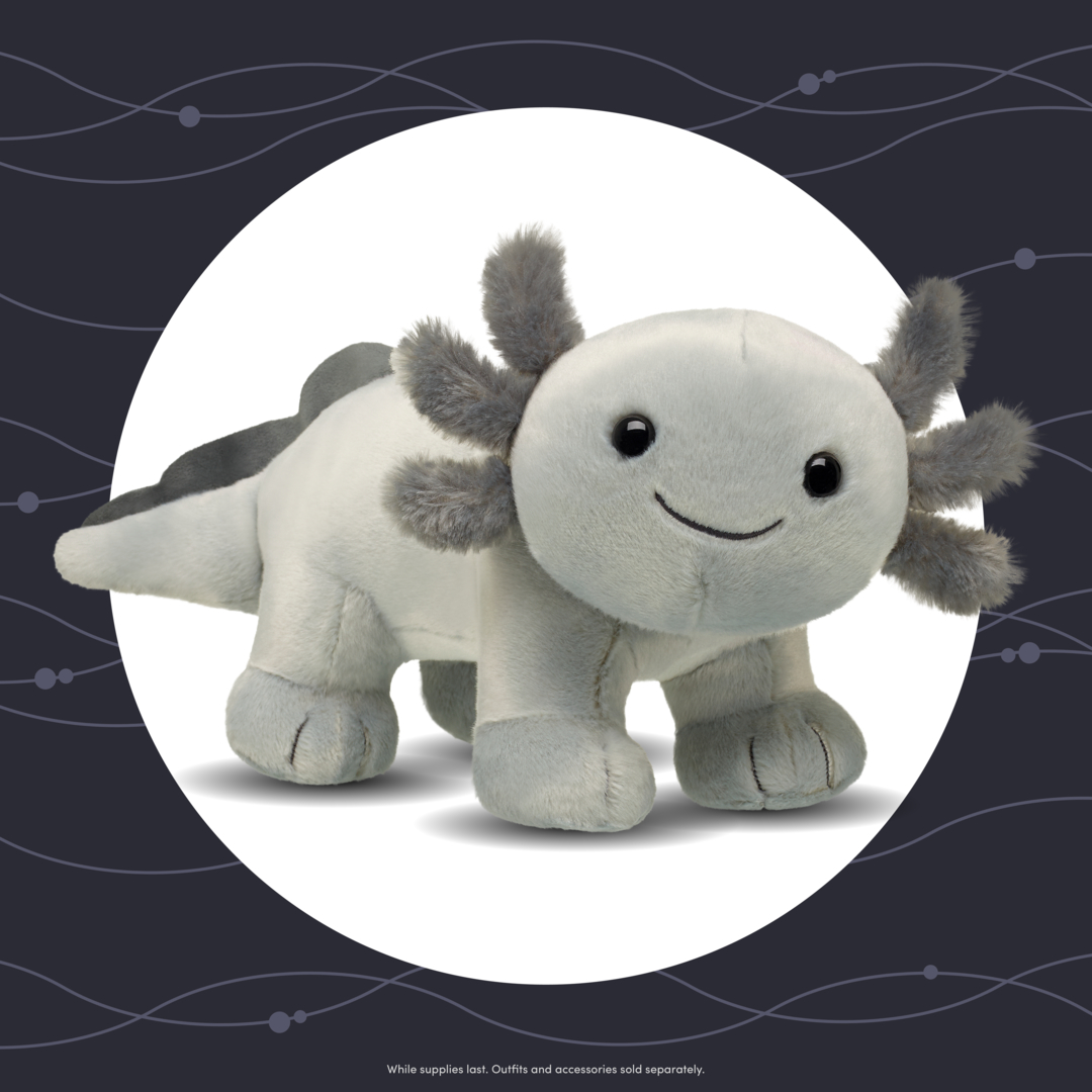 buildabear's tweet photo. Adorable amphibian alert: our NEW Gray Axolotl is now available online! Swim away with the newest addition to your amphibious family today.

US: https://t.co/ZFvMmVZ8fi
UK: https://t.co/Ml3MIu4kFk https://t.co/iNgxIoDcqB
