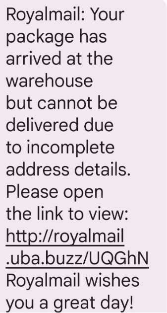 Watch out for this scam posing as Royal Mail #scamsmart #staysafeonline