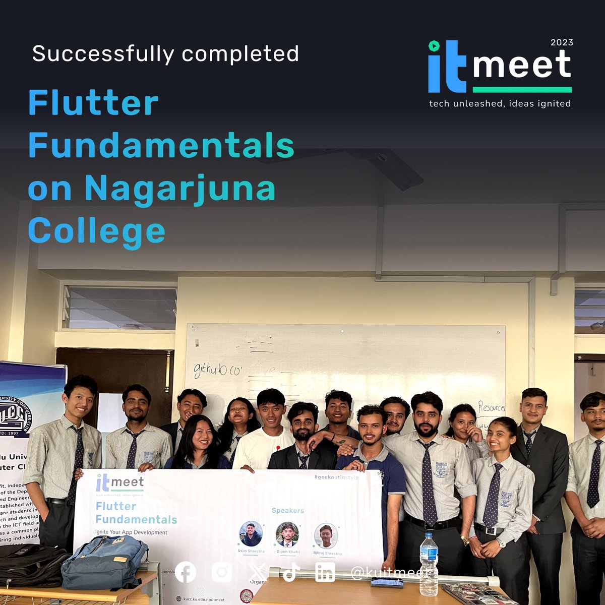 kuitmeet's tweet image. 🚀 Successfully conducted a Flutter workshop at Nagarjuna College! 🙌 Thank you, Nagarjuna College, for the opportunity! 🏫👨‍🏫👩‍💻 #FlutterWorkshop #geekoutinstyle #NagarjunaCollege