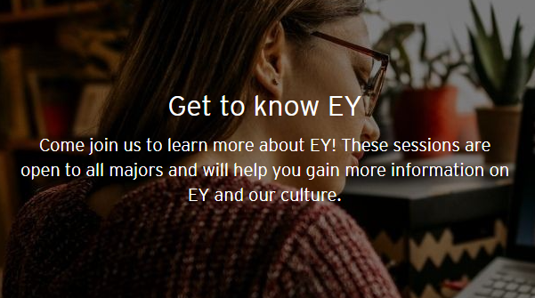 Get to Know EY: Service Line Internship Information Session &amp; Panel Virtual Event tomorrow at 5:00pm. Learn more @ bit.ly/48qAawK