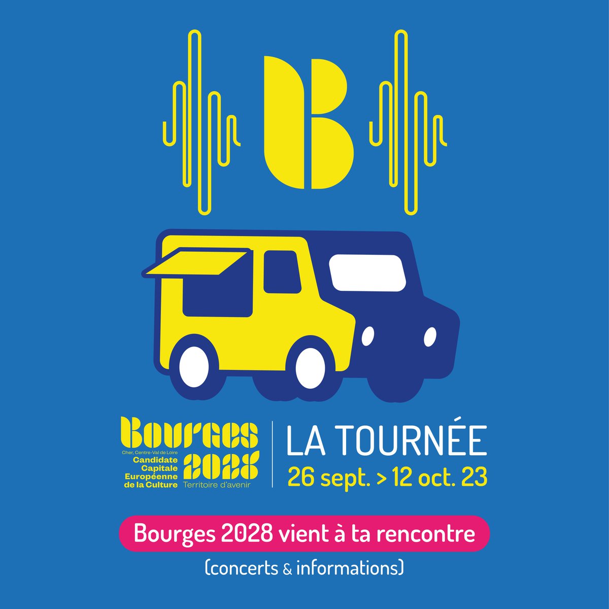 La tournée de notre caravane culturelle commence demain ! Ce ne sont pas moins de 9 concerts gratuits auxquels nous vous convions dans toute la <a href="/VilleDeBourges/">Ville de Bourges - Officiel</a> 🎶
Ne manquez pas cette occasion de rejoindre l'aventure Bourges 2028 ! 🇪🇺

ℹ️ ville-bourges.fr