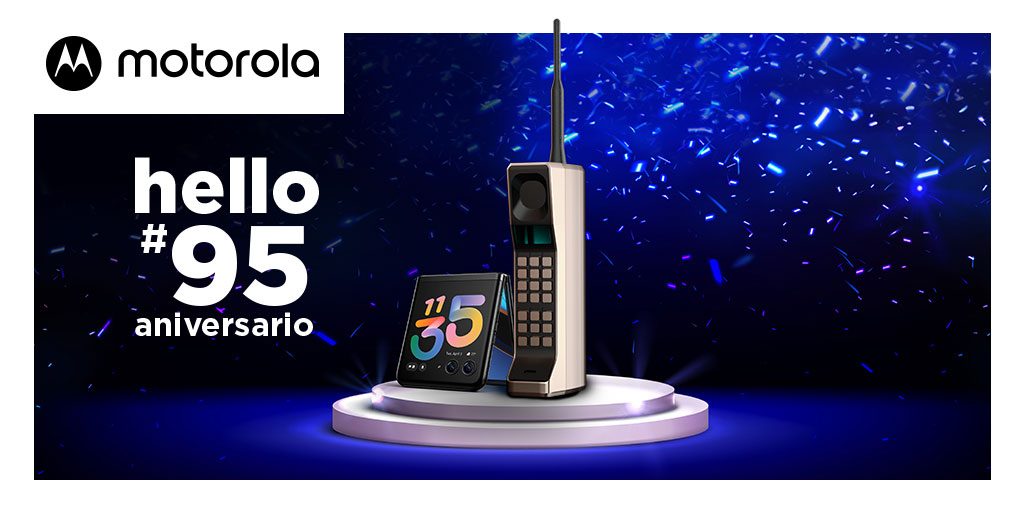 MotorolaESP's tweet photo. Durante los últimos 95 años, #Motorola ha sido sinónimo de #innovación. Celebremos por estos logros conseguidos🎉 y también por los que vendrán 🚀. ¡Feliz aniversario para nosotros! 📱🎂🥳

#HelloMoto #Felices95 #Motorola95Birthday #Hello95thAnniversary #MotorolaBirthday2023 https://t.co/x8oWiYxskl