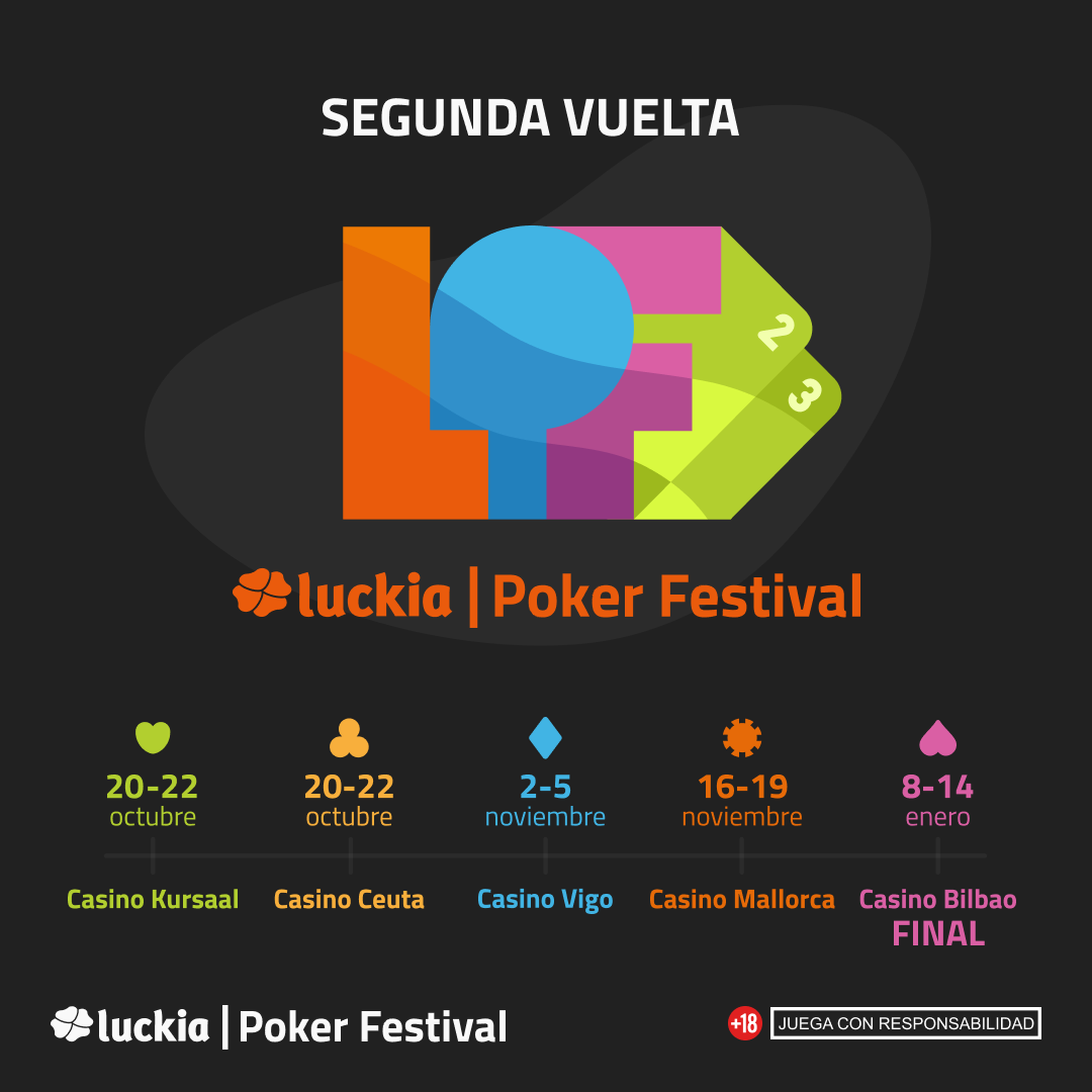 LuckiaPokerFest's tweet photo. ⚠️ ¡Amigos del LPF!

Aquí os dejamos toda la información de las fechas y torneos de la segunda parada del Luckia Poker Festival 2023 🔝

Consulta en cada casino si tienes dudas #LPF2023 #LuckiaPokerFestival https://t.co/l6y4D0msds