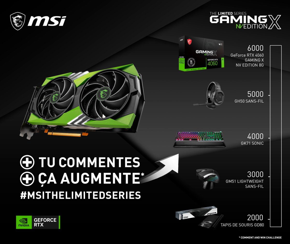 msifrance's tweet image. Plus tu commentes, plus ça augmente ! 📈

Pour décrocher le gros lot :
- Follow @msifrance
- Like &amp;amp; RT 
- Commente #MSITheLimitedSeries 

Montrez que vous voulez atteindre le dernier palier ! 🔥 🇫🇷