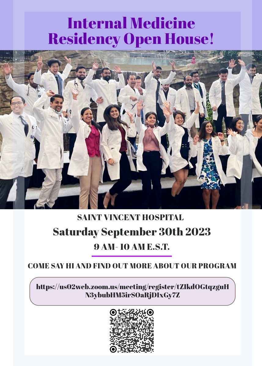 svhmedres's tweet photo. We are thrilled to extend our virtual Open House invite to all upcoming 2023-2024 IM residency applicants

Save the dates!

09.30.2023
https://t.co/QlOuuAqJbG tZIkdOGtqzguHN3ybubHM5irSOaRjDIxGy7Z

Time: 9 am- 10 am EST
Platform: Zoom
We look forward to meeting all of you! https://t.co/PC5AEkFb9T