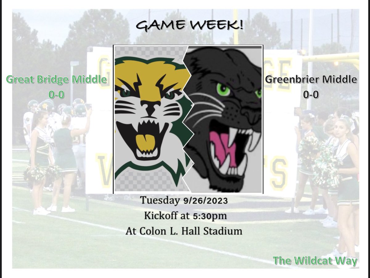 CoachDoyleGBMS's tweet photo. GAME WEEK! 🔰
#TheWildcatWay https://t.co/oiSkH2xo97